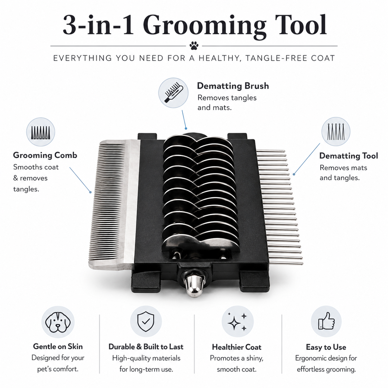 Premium 3-in-1 Grooming Tool
